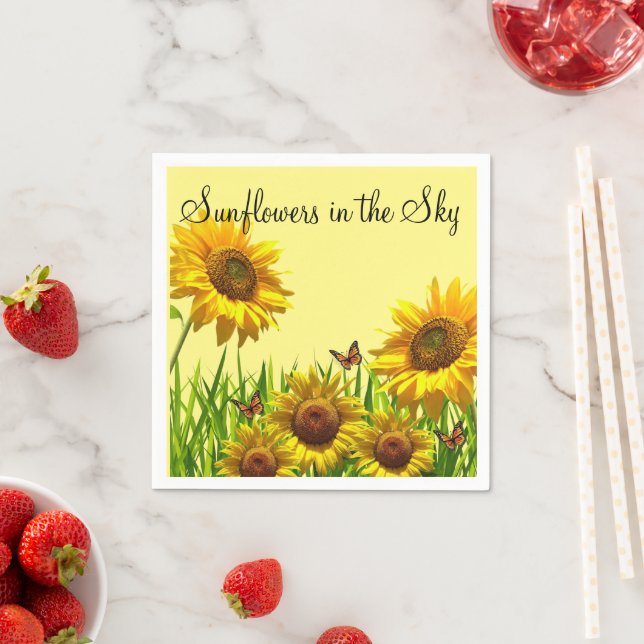 Sunflower Butterfly Paper Napkins (Insitu)