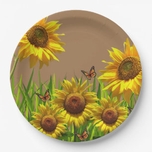 Sunflower Butterfly Paper Plates