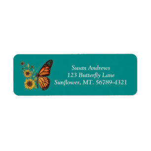 Sunflower Butterfly Return Address Label