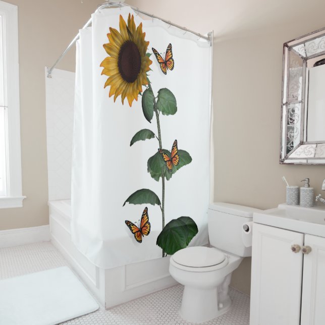 Sunflower Butterfly Shower Curtain (In Situ)