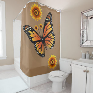 Sunflower Butterfly Shower Curtain