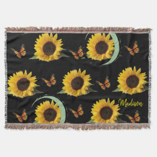 Sunflower Butterfly Throw Blanket