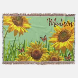 Sunflower Butterfly Throw Blanket
