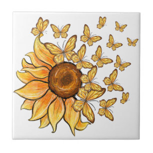 Sunflower Butterfly Tile