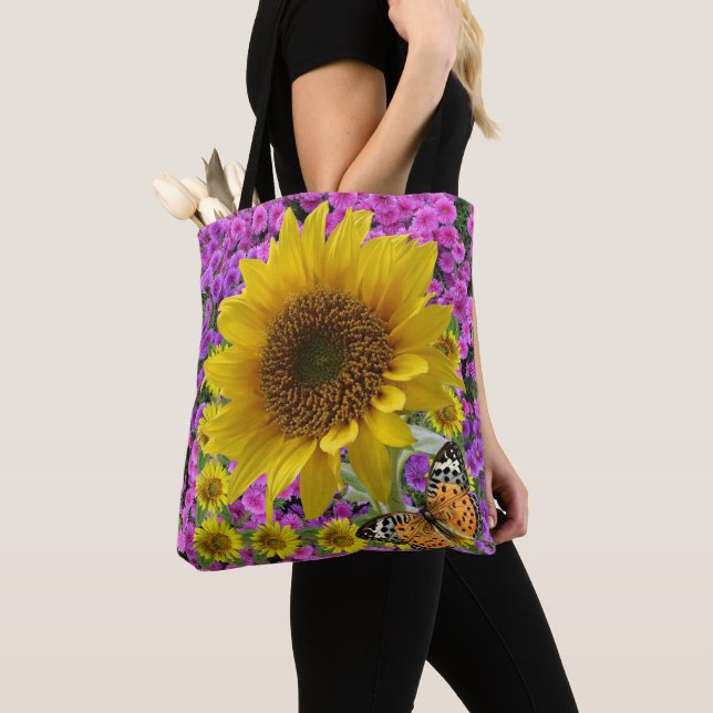 Sunflower Butterfly Tote Bag (Close Up)
