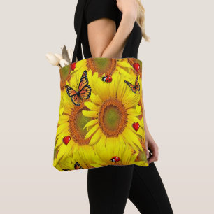 Sunflower Butterfly Tote Bag