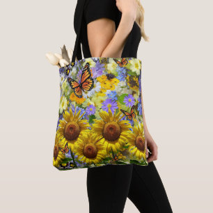 Sunflower Butterfly Tote Bag