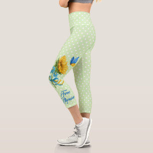 Sunflower & Butterfly Ukraine Support  Capri Leggings