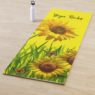 Sunflower Butterfly Yoga Mat