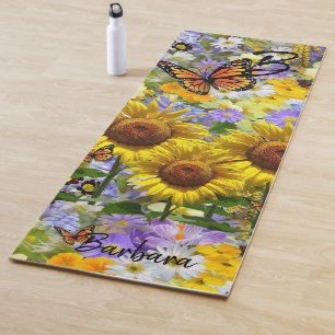Sunflower Butterfly Yoga Mat