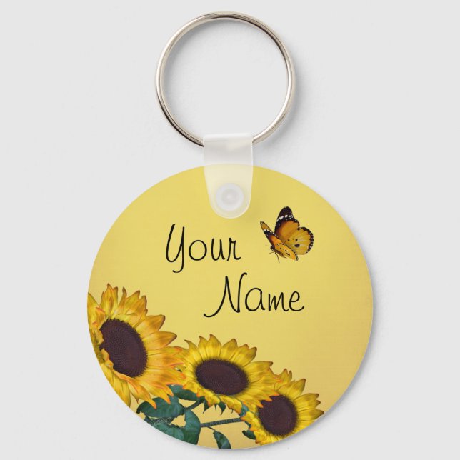 Sunflower & Butterfly's Key Ring (Front)