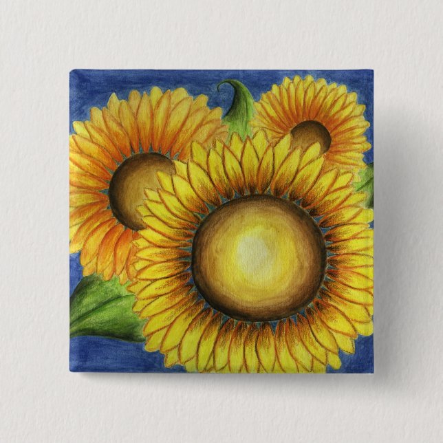 Sunflower Button Pin (Front)