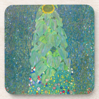 Sunflower by Klimt, Vintage Flowers Art Nouveau Coaster