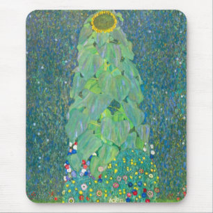 Sunflower by Klimt, Vintage Flowers Art Nouveau Mouse Mat