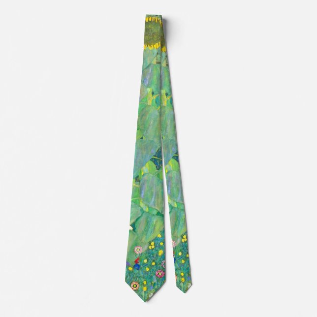 Sunflower by Klimt, Vintage Flowers Art Nouveau Tie (Front)
