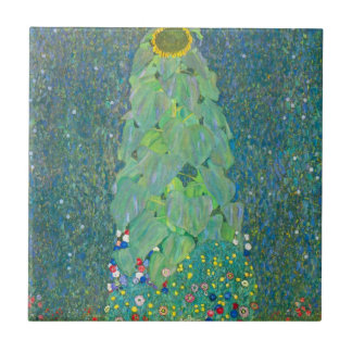 Sunflower by Klimt, Vintage Flowers Art Nouveau Tile