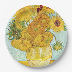sunflower by Vincent Van Gogh,post impressionist p Paper Plate