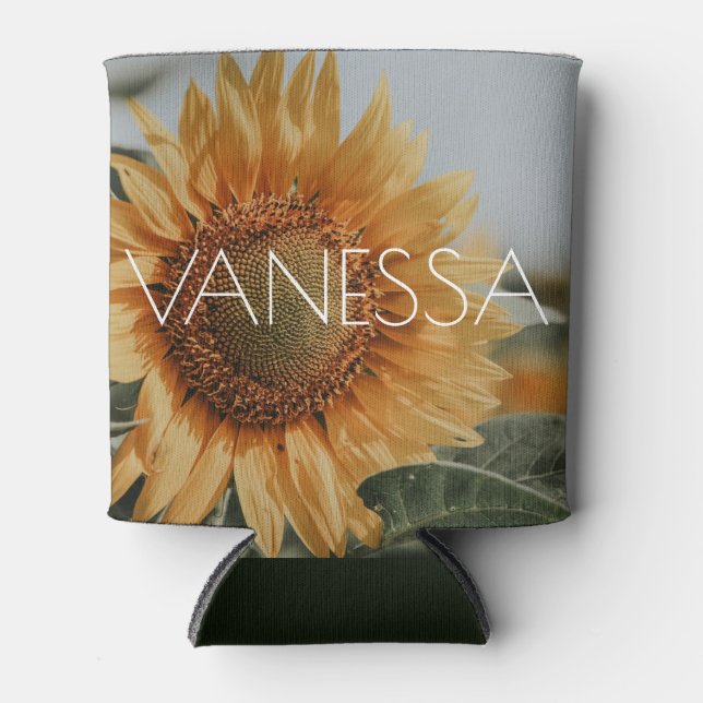 Sunflower Can Cooler W/ Name (Front)