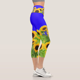 Sunflower Capri Leggings Ukraine Flag Colours