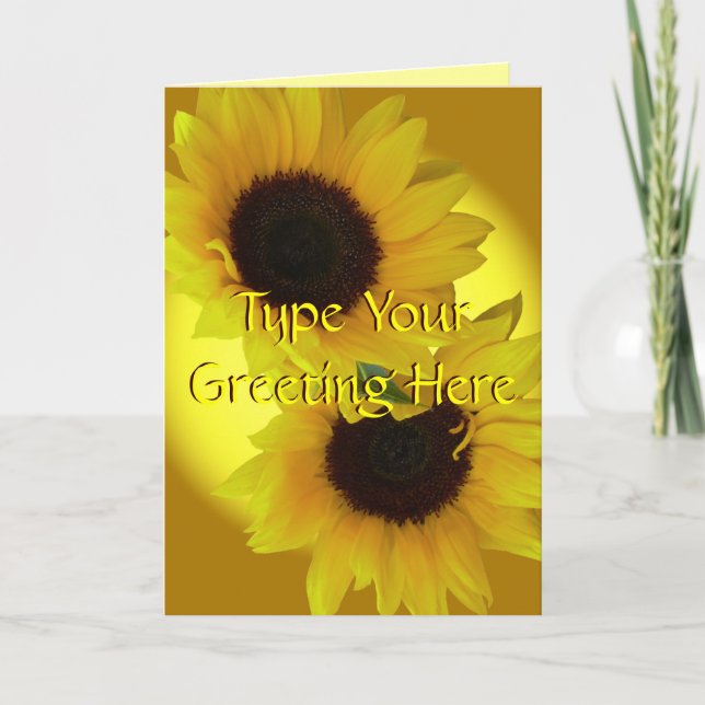 Sunflower Card Yellow Flower Greeting Card Custom (Front)