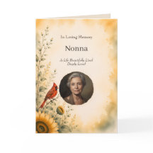 Sunflower Cardinal Memorial Photo Funeral Card