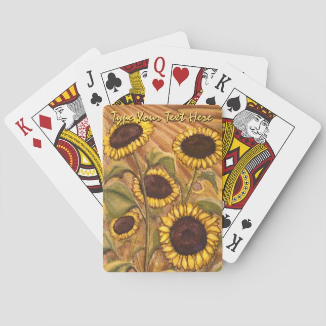 Sunflower Cards Custom Flower Art Playing Cards (Back)