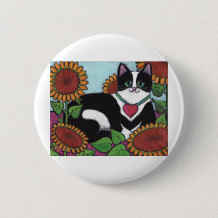 Sunflower Cat 6 Cm Round Badge