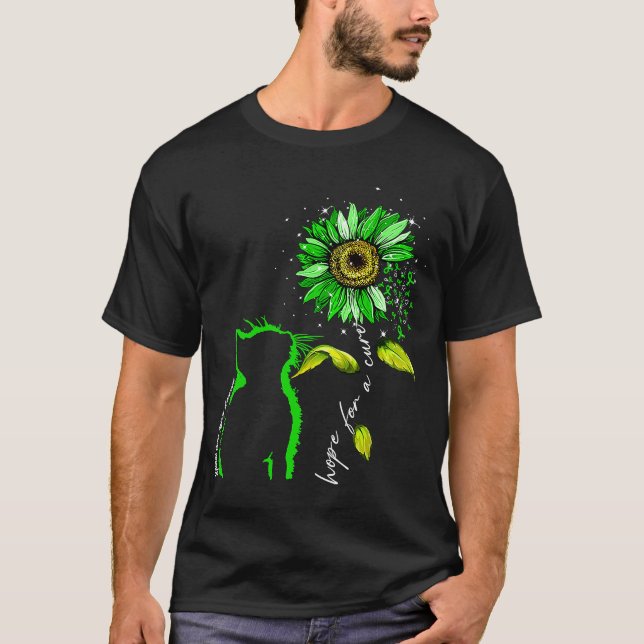 Sunflower Cat Green Spinal Cord Injury Awareness T-Shirt (Front)