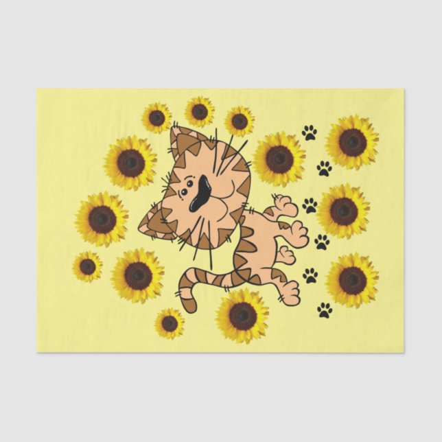 Sunflower Cat Kitten Tissue Paper (Front)