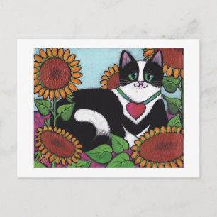Sunflower Cat Postcard