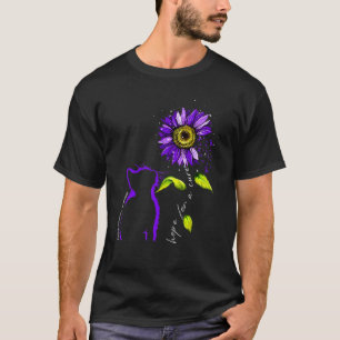Sunflower Cat Purple Eating Disorders Awareness T-Shirt