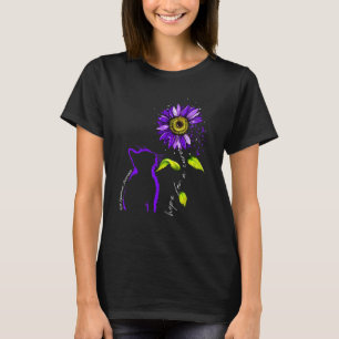 Sunflower Cat Purple Rett Syndrome Awareness T-Shirt