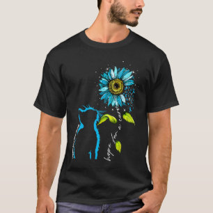 Sunflower Cat Teal Polycystic Kidney Disease Aware T-Shirt