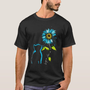 Sunflower Cat Teal Polycystic Kidney Disease Aware T-Shirt