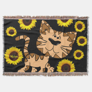 Sunflower Cat Throw Blanket