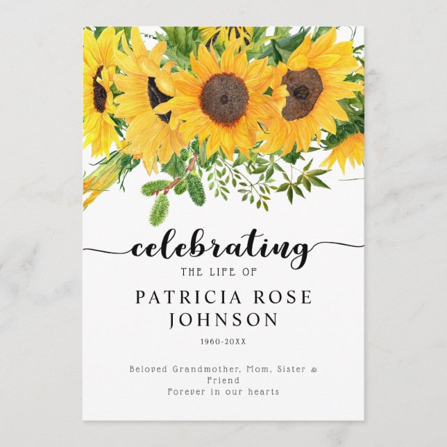 Sunflower Celebrating the Life of Funeral Program Programme (Front)