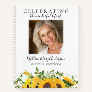 Sunflower Celebration of Life Funeral Guest Book