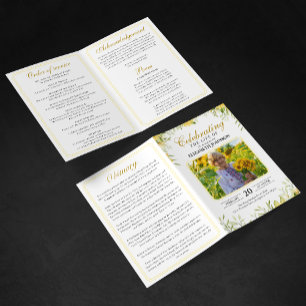 Sunflower Celebration of Life Funeral Memorial Programme
