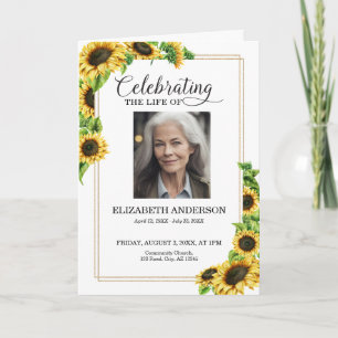 Sunflower Celebration of Life Funeral Program Card