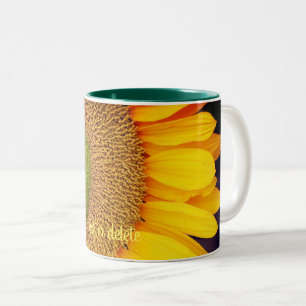 Sunflower Centre Close Up Personalised Two-Tone Coffee Mug