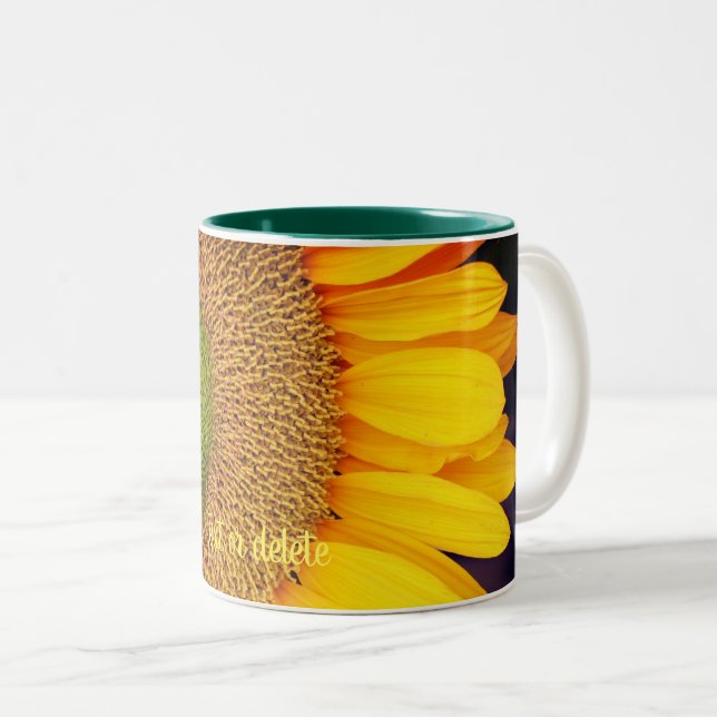 Sunflower Centre Close Up Personalised  Two-Tone Coffee Mug (Front Right)