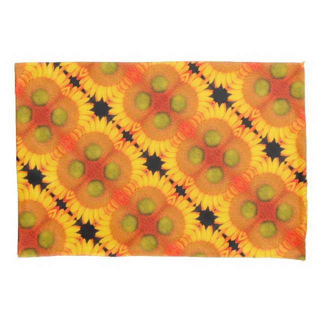 Sunflower Centre Up Close Abstract Floral Art Pillowcase (Front)
