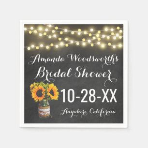 Sunflower Chalkboard Country Rustic Bridal Shower Napkin