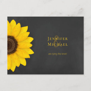 sunflower chalkboard rustic floral save the date a announcement postcard