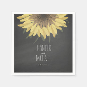Sunflower Chalkboard Rustic Wedding Napkin