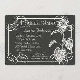 Sunflower Chalkboard Sign Bridal Shower Invitation