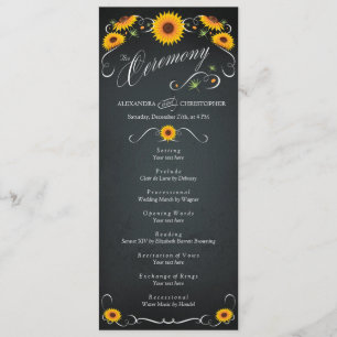 Sunflower Chalkboard Vintage Wedding Program Programme