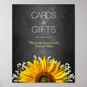 Sunflower Chalkboard Wedding Cards and Gifts Sign