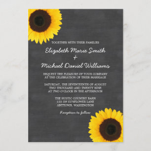 Sunflower Chalkboard Wedding Invitations