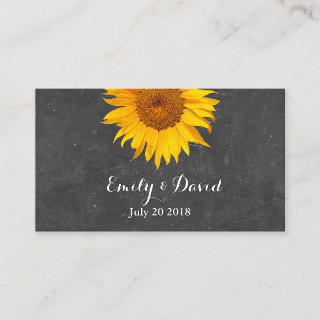 Sunflower Chalkboard Wedding Website Insert (Front)